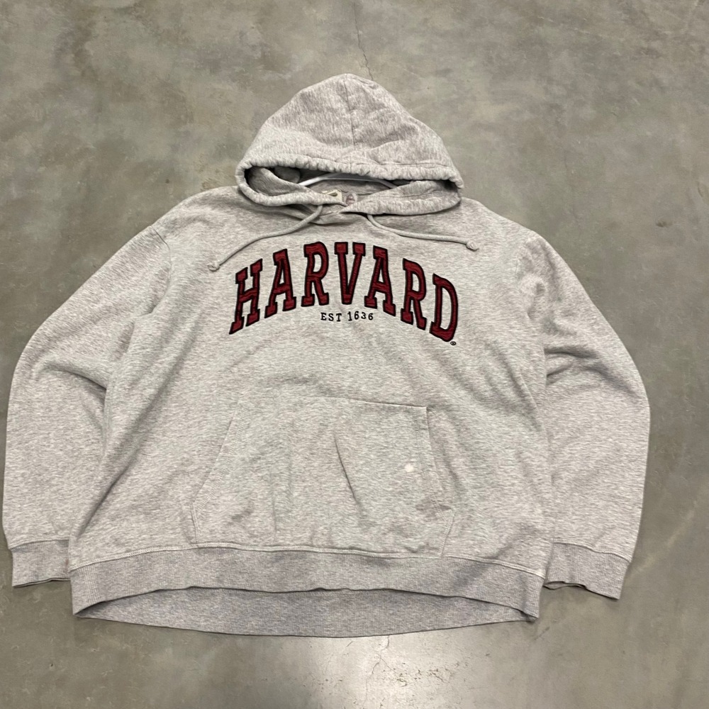 Harvard University Grey Pullover Hoodie‎ Sweatshirt EST 1636 Size M